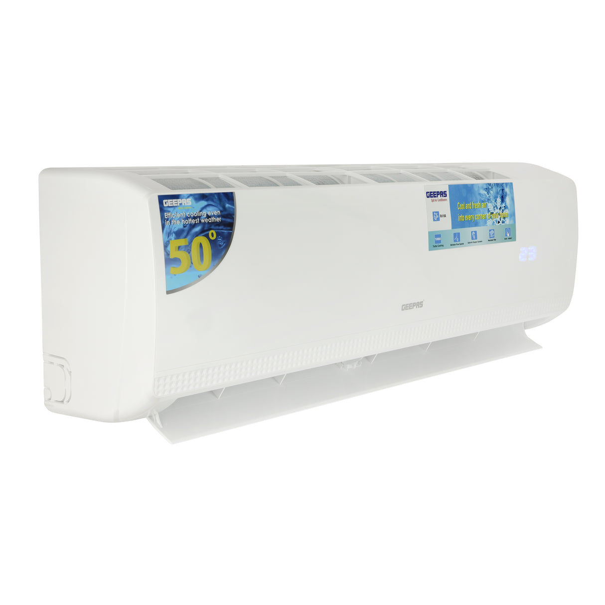 Geepas GACS1248TCU 1.0 Ton Split Type Air Conditioner | 12000 BTU Powerful Turbo Cooling | LED Display | Multiple Flow Speed | Quiet Air Supply System |  1-Year Warranty