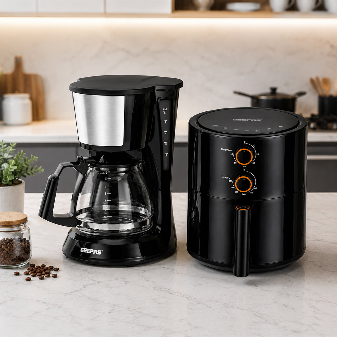 Geepas Coffee Maker & Air Fryer Combo – Perfect Duo for a Healthier, Smarter Kitchen