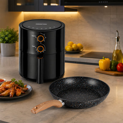 Geepas & Royalford Modern Kitchen Upgrade Combo: 4L Air Fryer & 26cm Induction-Compatible Granite Frypan