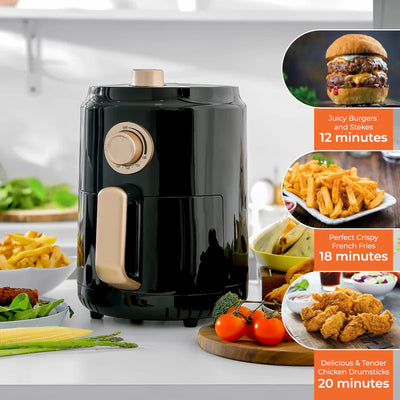 Geepas Air Fryer- GAF37516N| 1200W| 1.8 L Capacity| VORTX Air Frying Technology| Oil Free Cooking| Adjustable Timer and Temperature| 1-30 Minutes Timer| 2 Years Warranty