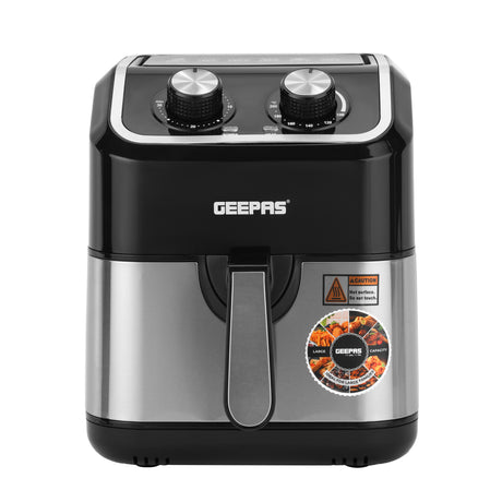 Geepas GAF37528 5L Manual Air Fryer 1600W | Oil-Free Cooking with VORTEX Technology | Adjustable Temperature Control | 30-Minute Timer | Manual Rotary Knob Controls