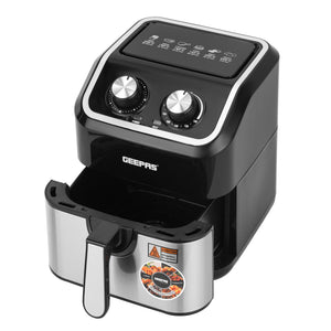 Geepas GAF37528 5L Manual Air Fryer 1600W | Oil-Free Cooking with VORTEX Technology | Adjustable Temperature Control | 30-Minute Timer | Manual Rotary Knob Controls
