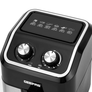 Geepas GAF37528 5L Manual Air Fryer 1600W | Oil-Free Cooking with VORTEX Technology | Adjustable Temperature Control | 30-Minute Timer | Manual Rotary Knob Controls
