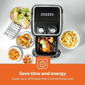 Geepas Air Fryer- GAF37528| 1600W, 5 L Capacity| Equipped with VORTX Air Frying Technology, Oil Free Cooking| Adjustable Timer and Temperature, 1-30 Minutes Timer