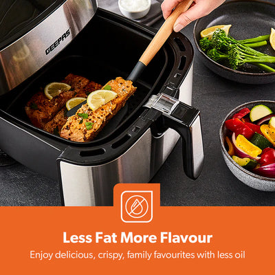 Geepas Digital Air Fryer GAF37530UK | 7.5L Capacity with 5.5L Basket, Vortex Technology, Digital Touch Screen, 10 Preset Modes, 1–60 Min Timer, 2 Years Warranty