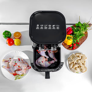 Geepas Air Fryer- GAF37541/ 4.5 L Pot with Rack,  Vortex Air Frying Technology/ 1-30 Min Timer, Temperature 100-200 Degree Celsius/  2 Years Warranty, Black and Silver