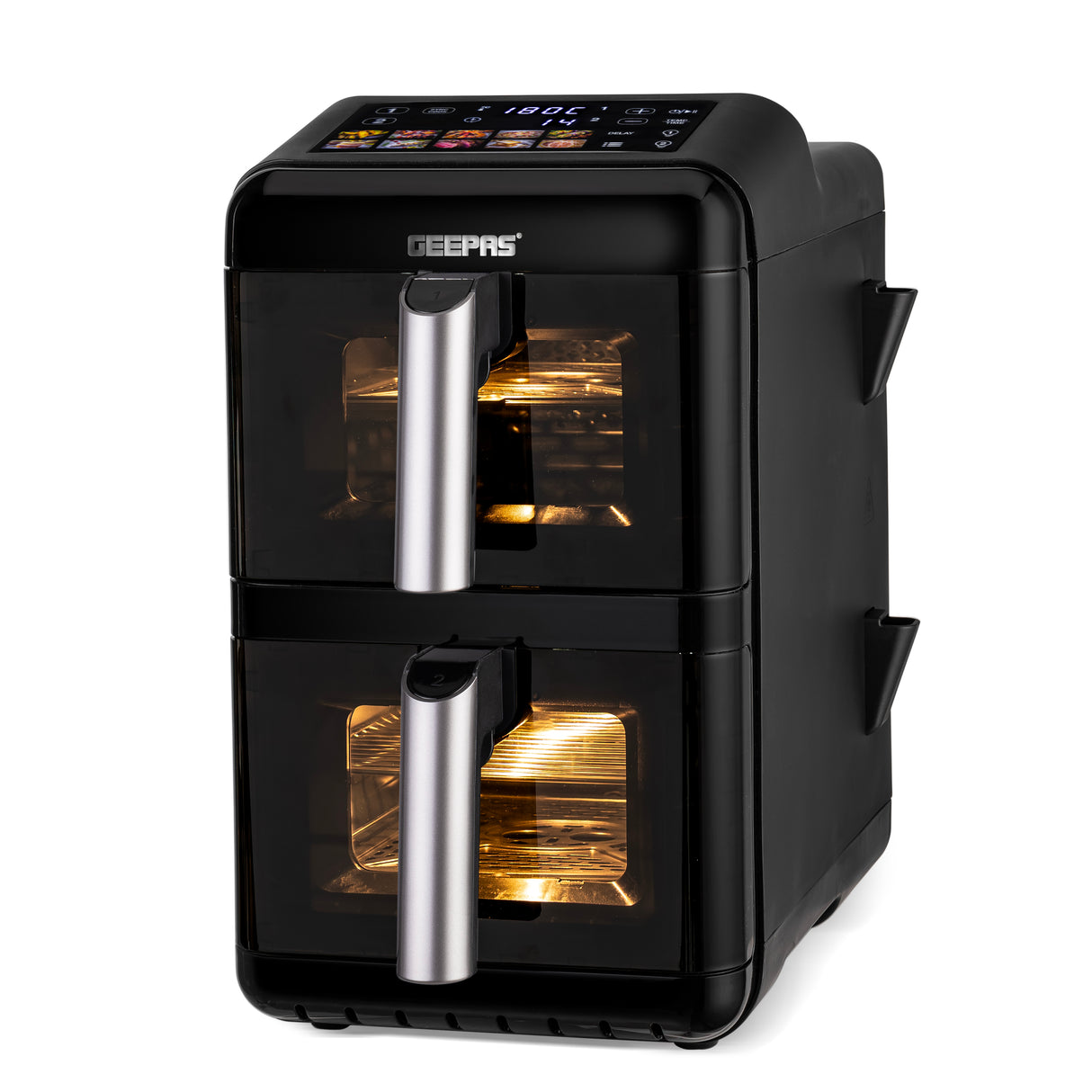Geepas GAF37548 2800W Dual Basket Digital Air Fryer | 12L Capacity | Dual 6L Baskets| Vortex Rapid Air Technology | 10 Preset Cooking Modes |  Touch Control Panel