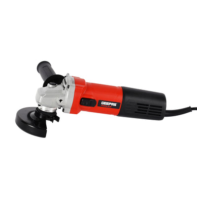Geepas 115 MM Angle Grinder- GAG4510-240/ 1100 W and 11000 RPM No Load Speed/ Perfect for Home and Business Use/ Long Handle for Comfortable Grip, Ergonomic Design/ Ideal for Metal, Concrete Cutting and Finishing/ Black and Red