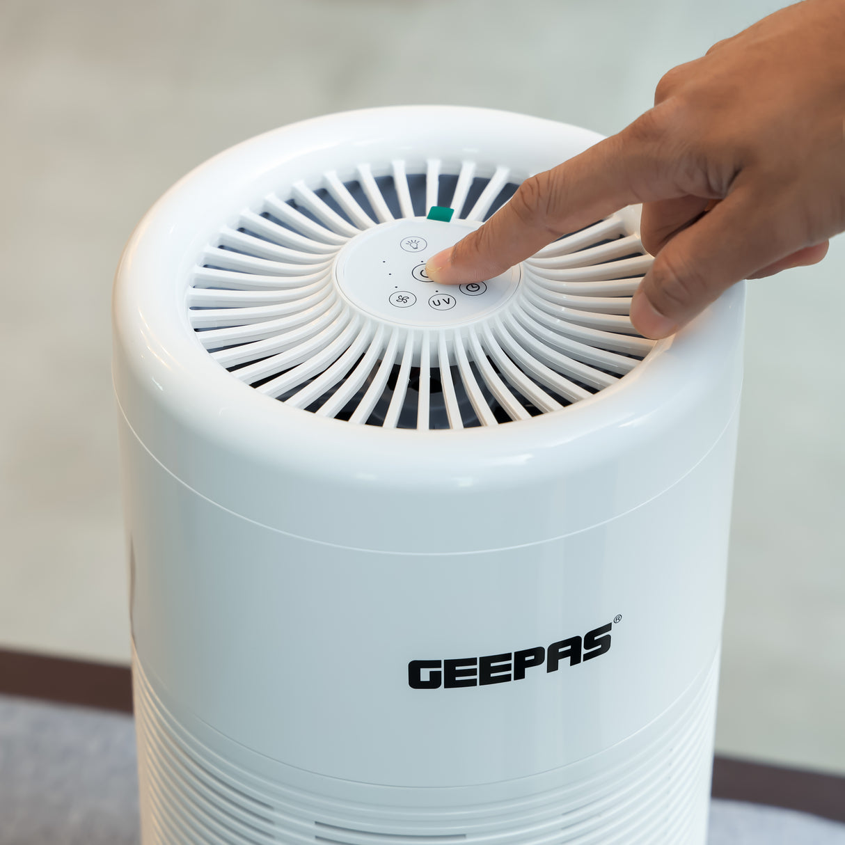 Geepas GAP16014 Air Purifier | Electronic Touch Control | 3 Fan Speeds | UV Function | Timer 2/4/8 Hours | Night Light | Filter Reset Reminder |Ideal for Home & Office