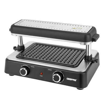 Geepas Fast Indoor Grill- GBG63060|  Drip Tray for Easy Cleaning,  Thermostat Control | Perfect for Sizzling Steaks, Searing Vegetables Etc | Black, 2 Years Warranty