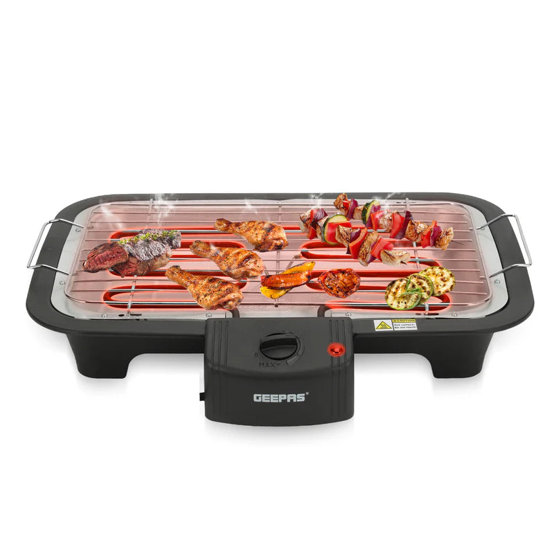 Geepas 2000W Electric Barbecue Grill - Auto-Thermostat Control with Overheat Protection | Detachable Heating Element | Perfect for both Indoor & Outdoor cooking