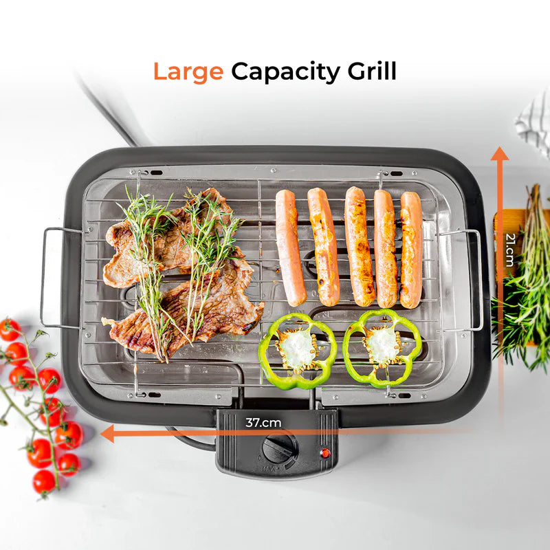 Geepas 2000W Electric Barbecue Grill - Auto-Thermostat Control with Overheat Protection | Detachable Heating Element | Perfect for both Indoor & Outdoor cooking
