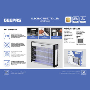 Geepas GBK25609 Electric Insect Killer 12W | Dual 6W UV Tubes | Chemical-Free Fly & Mosquito Killer | no toxic fumes or vapors | Advanced insect control technology