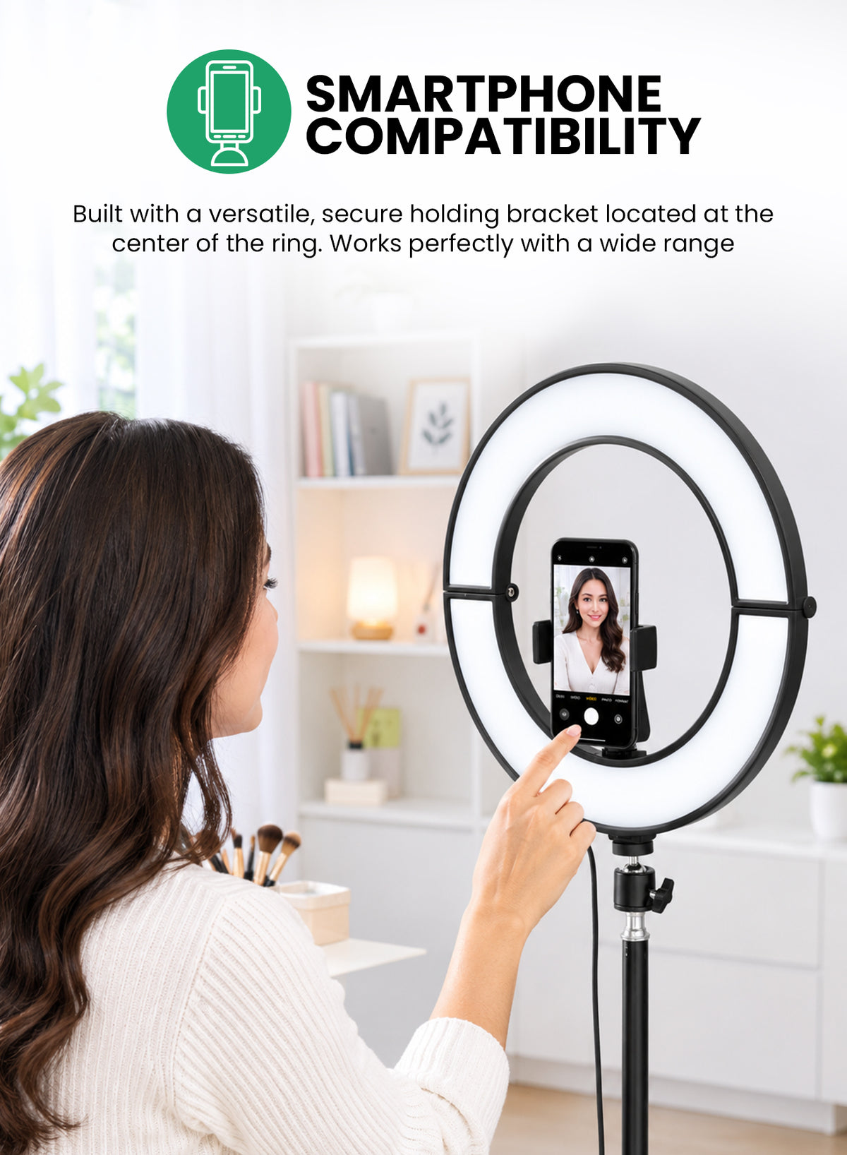 Geepas GBL63120UK 12-Inch Foldable Ring Light with Stand  |12 Lighting Colours  | 7 Lighting Modes | 3 White Light Tones |9 Brightness Levels |Adjustable Telescopic Stand