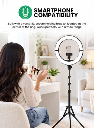Geepas GBL63121UK 18-Inch Foldable LED Ring Light 50W | 12 Lighting Colours | 7 Special Lighting Modes | 9 Brightness Levels | Soft LED Illumination | Ultra-Thin Design