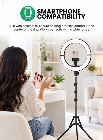 Geepas GBL63121UK 18-Inch Foldable LED Ring Light 50W | 12 Lighting Colours | 7 Special Lighting Modes | 9 Brightness Levels | Soft LED Illumination | Ultra-Thin Design