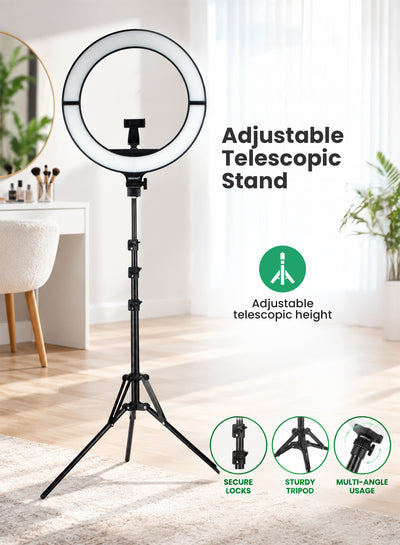 Geepas GBL63121UK 18-Inch Foldable LED Ring Light 50W | 12 Lighting Colours | 7 Special Lighting Modes | 9 Brightness Levels | Soft LED Illumination | Ultra-Thin Design