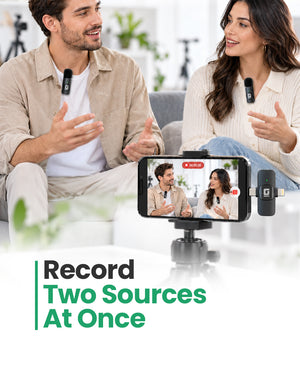 Geepas GBL63122UK 2-in-1 Dual Mic Wireless Microphone | Wireless Audio Transmission | Noise Reduction Support |  Plug-and-Play Setup | Long Recording Performance