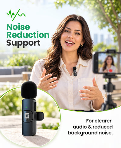 Geepas GBL63122UK 2-in-1 Dual Mic Wireless Microphone | Wireless Audio Transmission | Noise Reduction Support |  Plug-and-Play Setup | Long Recording Performance