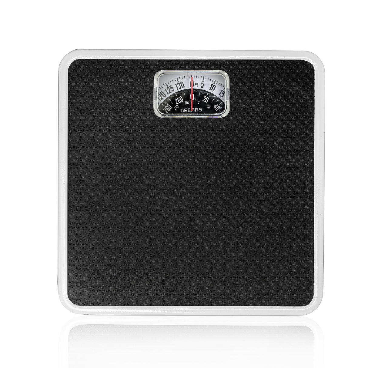 Geepas Mechanical Health Scale-GBS4169N /Multi-Purpose Weighing Machine /High Precision, Calibration Wheel/130 kg Capacity, with Step-On Technology/Black,2 Years Warranty