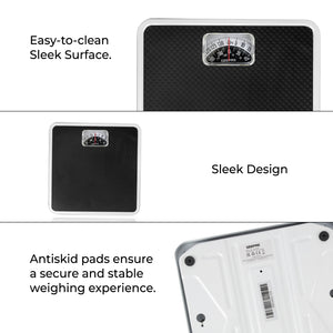 Geepas Mechanical Health Scale-GBS4169N /Multi-Purpose Weighing Machine /High Precision, Calibration Wheel/130 kg Capacity, with Step-On Technology/Black,2 Years Warranty