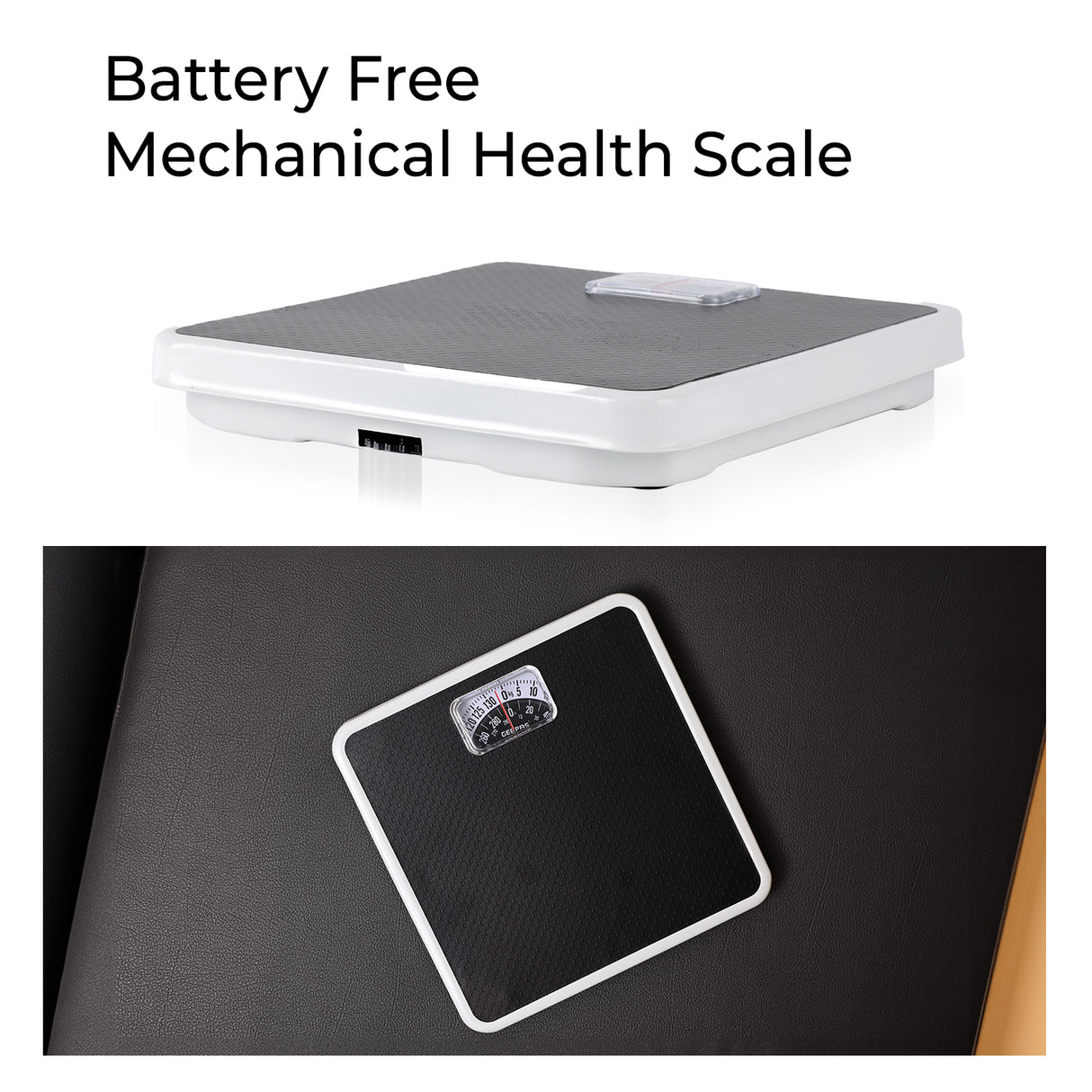 Geepas Mechanical Health Scale-GBS4169N /Multi-Purpose Weighing Machine /High Precision, Calibration Wheel/130 kg Capacity, with Step-On Technology/Black,2 Years Warranty