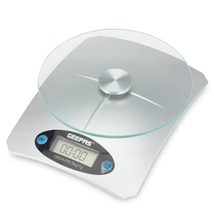 Geepas Digital Kitchen Scale GBS4209 – 5kg Capacity| Safety Glass Platform| High Precision Measurement| Easy-to-Read Display| Compact & Durable Design| 2 Years Warranty