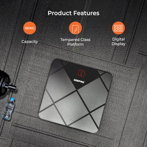 Geepas Digital Body Scale GBS46523UK | 180kg Capacity, High Precision Gauge Sensor, Tempered Glass with ABS Base | Durable, Stylish, Accurate Weighing, 2Year Warranty