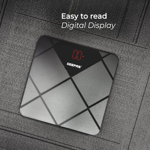 Geepas Digital Body Scale GBS46523UK | 180kg Capacity, High Precision Gauge Sensor, Tempered Glass with ABS Base | Durable, Stylish, Accurate Weighing, 2Year Warranty