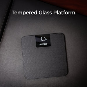 Geepas GBS46524UK Digital Body Scale | High Precision Sensor System | 180kg Capacity, Tempered Glass Top, ABS Base | Multi-Purpose Body Weighing Machine | 2 Year Warranty