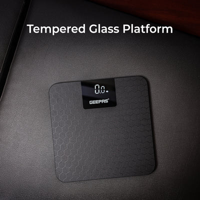 Geepas GBS46524UK Digital Body Scale | High Precision Sensor System | 180kg Capacity, Tempered Glass Top, ABS Base | Multi-Purpose Body Weighing Machine | 2 Year Warranty