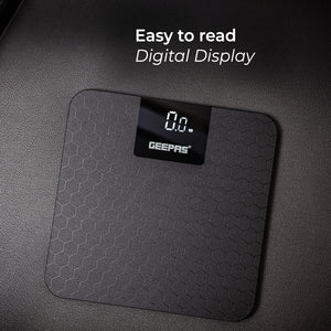 Geepas GBS46524UK Digital Body Scale | High Precision Sensor System | 180kg Capacity, Tempered Glass Top, ABS Base | Multi-Purpose Body Weighing Machine | 2 Year Warranty