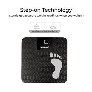 Geepas GBS46524UK Digital Body Scale | High Precision Sensor System | 180kg Capacity, Tempered Glass Top, ABS Base | Multi-Purpose Body Weighing Machine | 2 Year Warranty