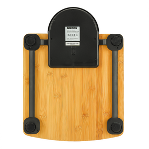 Geepas Electronic Personal Scale GBS46529 | 180kg Capacity | High Precision Gauge Sensor | Digital Display | Bamboo Top with ABS Case & AS Lens | 2-Year Warranty