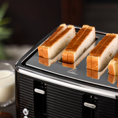 Geepas GBT36537 4-Slice Bread Toaster | 1350- 1600W Power  | Variable Browning Control | Dual Control Panels | Cancel, Defrost & Reheat Functions |  2 Years Warranty