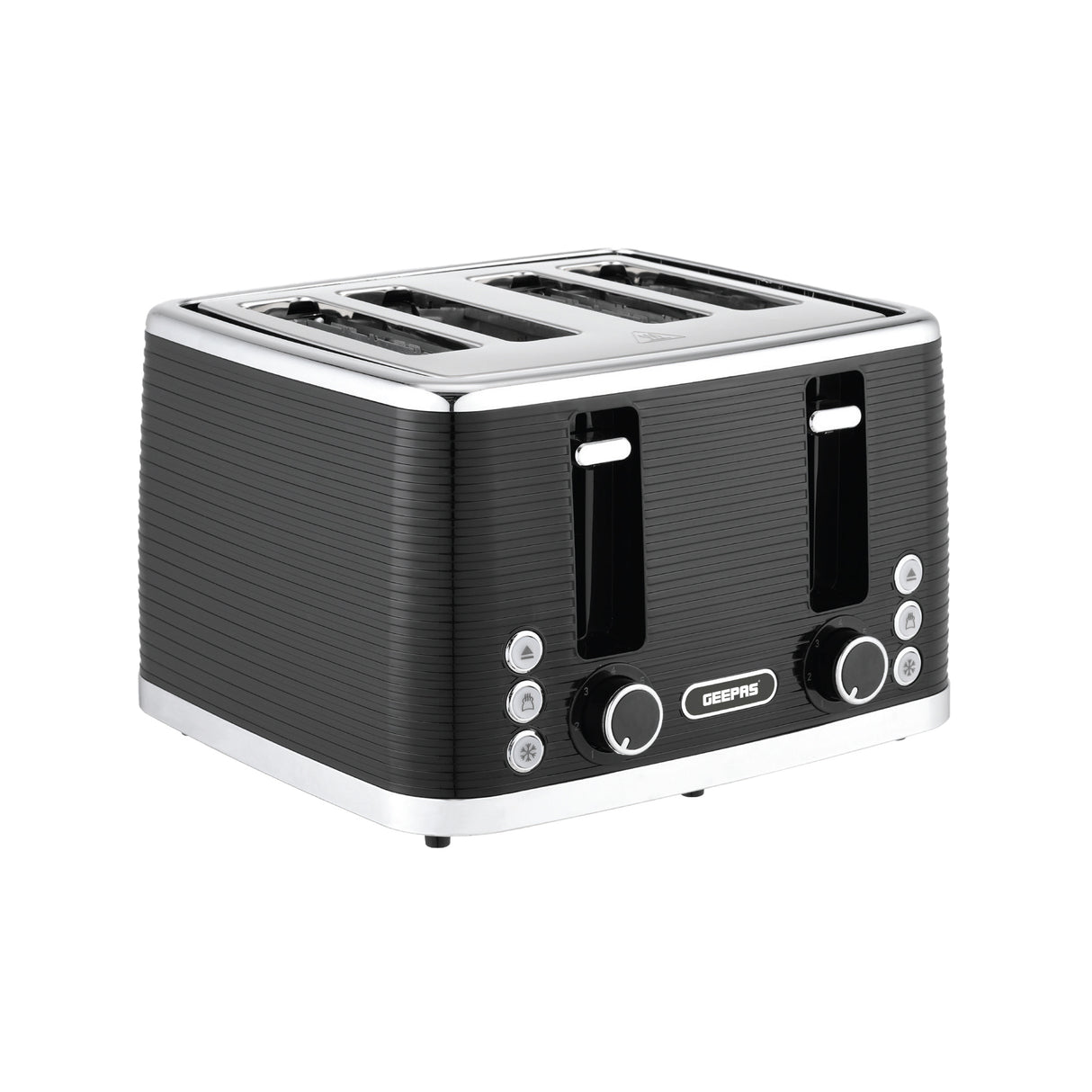 Geepas 4 Slice Bread Toaster- GBT36537N/ Adjustable Browning Control and Removable Crumb Tray, Defrost, Reheat and Cancel Functions/ Perfect for Toasting Different Types Breads