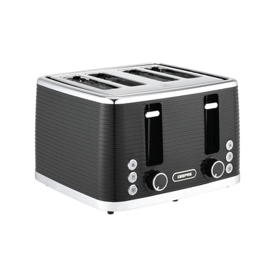 Geepas 4 Slice Bread Toaster- GBT36537N/ Adjustable Browning Control and Removable Crumb Tray, Defrost, Reheat and Cancel Functions/ Perfect for Toasting Different Types Breads