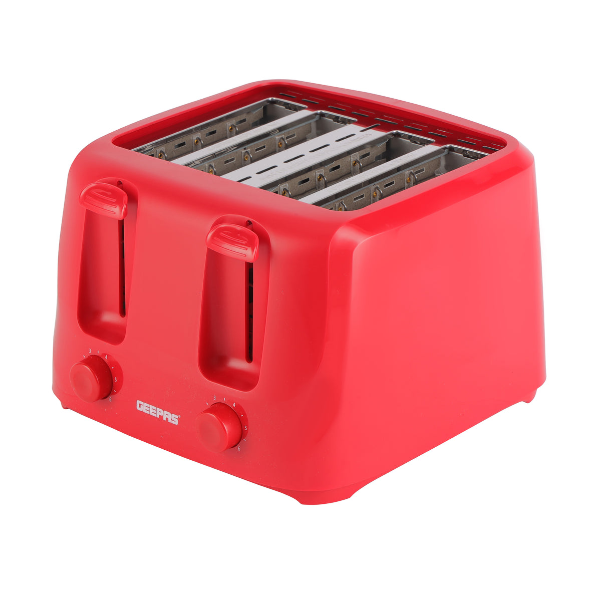 Geepas GBT36549UK-RD 4 Slice Bread Toaster 1400W, 6 Browning Settings