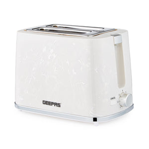 Geepas GBT36555UK-WT Skye Collection 2 Slice Toaster with 7 Browning Settings | Removable Crumb Tray | Cord Storage |Cancel Function & Marble Effect Finish for Kitchens