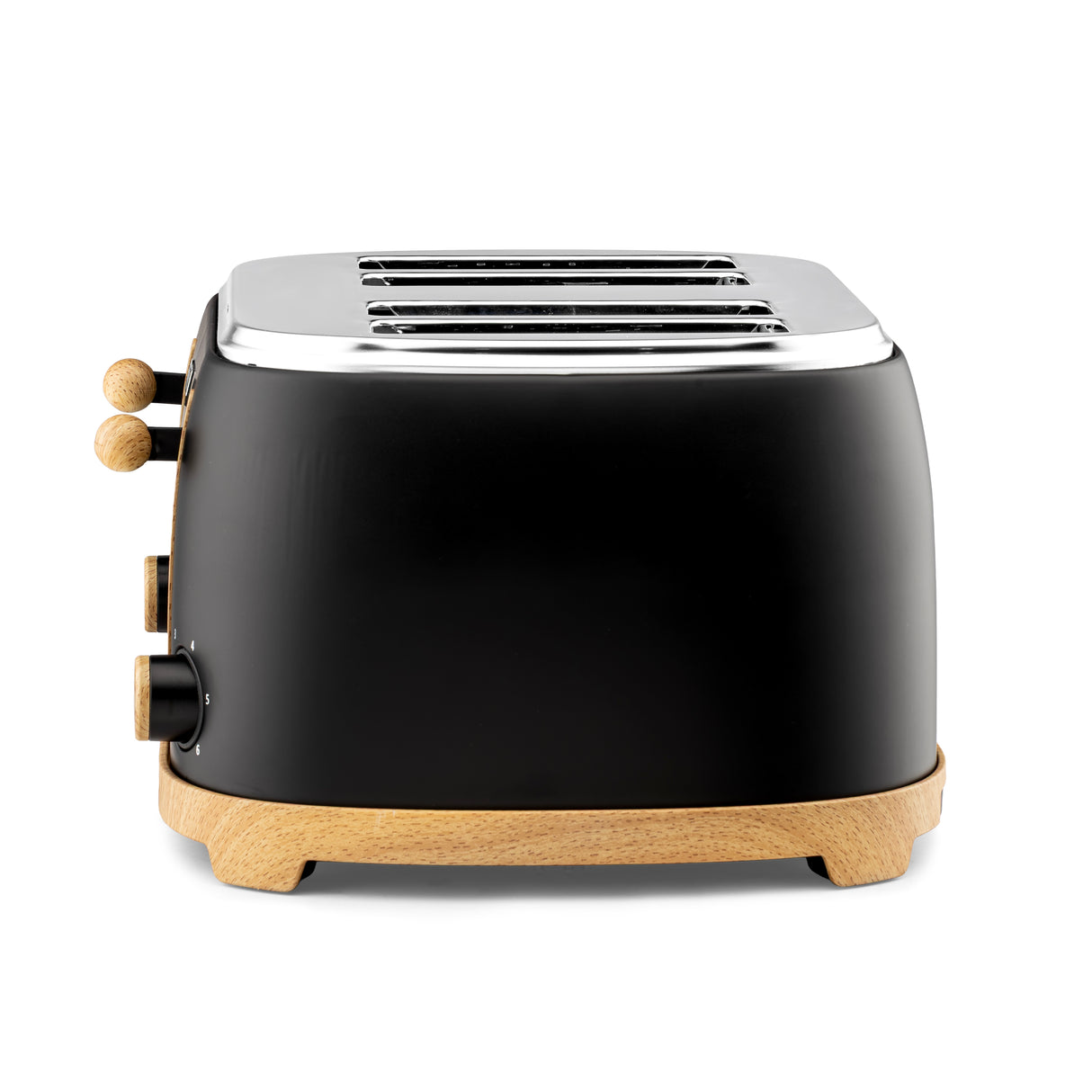 Geepas GBT36561UK-BK 4 Slice Toaster 1500W  Wood Effect Design | Dual Controls | 6 Browning Levels | Defrost, Reheat & Cancel Function | Stylish  NordiQ Collection