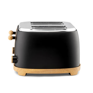 Geepas GBT36561UK-BK 4 Slice Toaster 1500W  Wood Effect Design | Dual Controls | 6 Browning Levels | Defrost, Reheat & Cancel Function | Stylish  NordiQ Collection