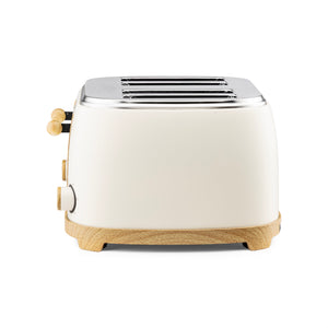 Geepas GBT36561UK-CR 4 Slice Toaster 1500W |  Wood Effect Design | Dual Controls | 6 Browning Levels | Defrost, Reheat & Cancel Function | Stylish NordiQ Collection