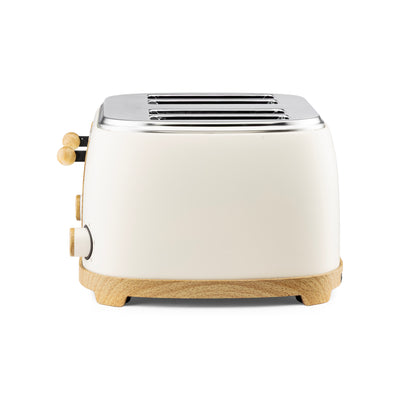 Geepas GBT36561UK-CR 4 Slice Toaster 1500W |  Wood Effect Design | Dual Controls | 6 Browning Levels | Defrost, Reheat & Cancel Function | Stylish NordiQ Collection