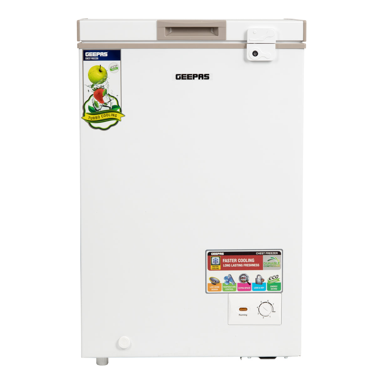 Geepas GCF1206WAH Chest Freezer |120L Compact Deep Freezer | Energy-Efficient Cooling System | Adjustable Thermostat| Low Noise Operation| Durable Build | 1-Year Warranty