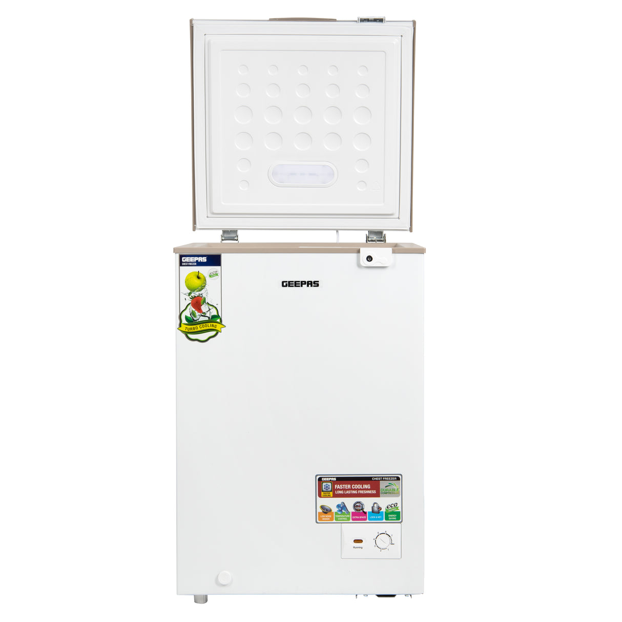 Geepas GCF1206WAH Chest Freezer |120L Compact Deep Freezer | Energy-Efficient Cooling System | Adjustable Thermostat| Low Noise Operation| Durable Build | 1-Year Warranty