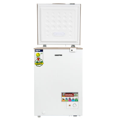 Geepas GCF1206WAH Chest Freezer |120L Compact Deep Freezer | Energy-Efficient Cooling System | Adjustable Thermostat| Low Noise Operation| Durable Build | 1-Year Warranty