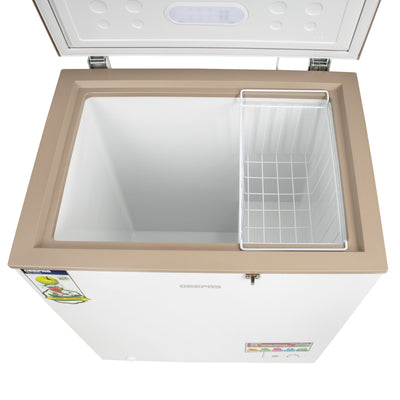 Geepas GCF1706WAH Chest Freezer | 170L Capacity |-18°C Deep Freezer with LED Light, Lock & Adjustable Thermostat | 115W Energy-Efficient Cooling  | 1 Year Warranty