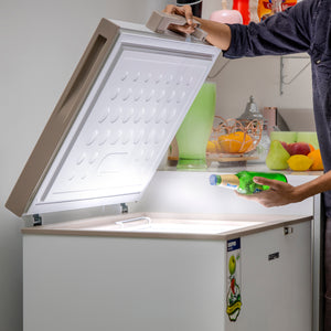Geepas GCF1706WAH Chest Freezer | 170L Capacity |-18°C Deep Freezer with LED Light, Lock & Adjustable Thermostat | 115W Energy-Efficient Cooling  | 1 Year Warranty