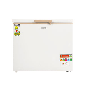 Geepas GCF2506WAH Chest Freezer |  250L  High-Efficiency Deep Freezer | LED Stylish Light | Adjustable Thermostat | Lock & Key | 1 Food Basket | 1 Year Warranty