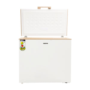 Geepas GCF2506WAH Chest Freezer |  250L  High-Efficiency Deep Freezer | LED Stylish Light | Adjustable Thermostat | Lock & Key | 1 Food Basket | 1 Year Warranty